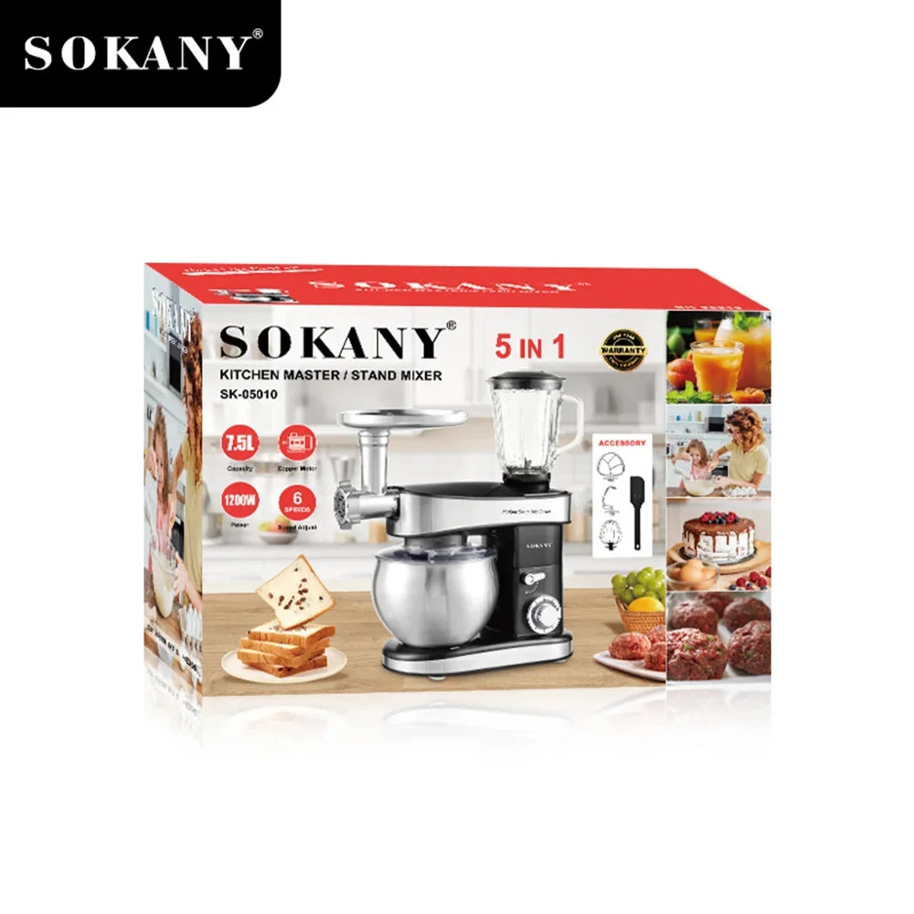 Houselin Multifunction Stand Mixer, 7.5L Stainless Steel Bowl for Baking Mixes, 5-in-1, Suitable for Most Home Cooks